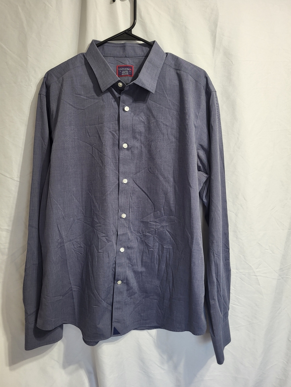 UNTUCKit Men’s Long Sleeve Button-Down Shirt - Blue, Size XL